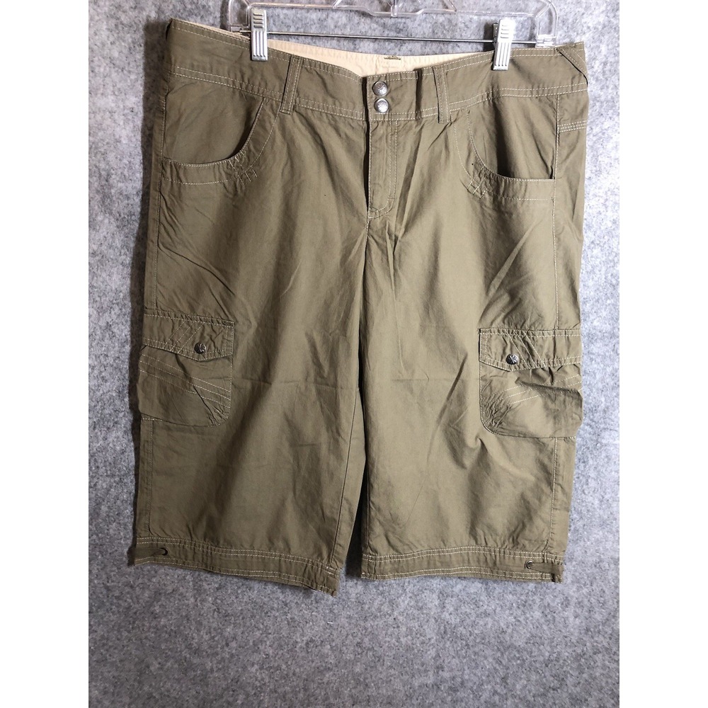 Athleta Pants Womens Large Tan Cotton Cargo Capris Despia Activewear Outdoors